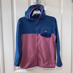 Patagonia Kids Micro D Snap-T Fleece Jacket Blue and Pink Girls Size Medium 10